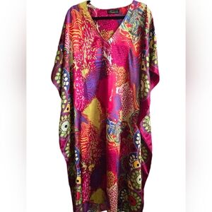 Kaftan Caftan Maxi House Dress Satin Loungewear Colorful Ethnic Bohemian Safari